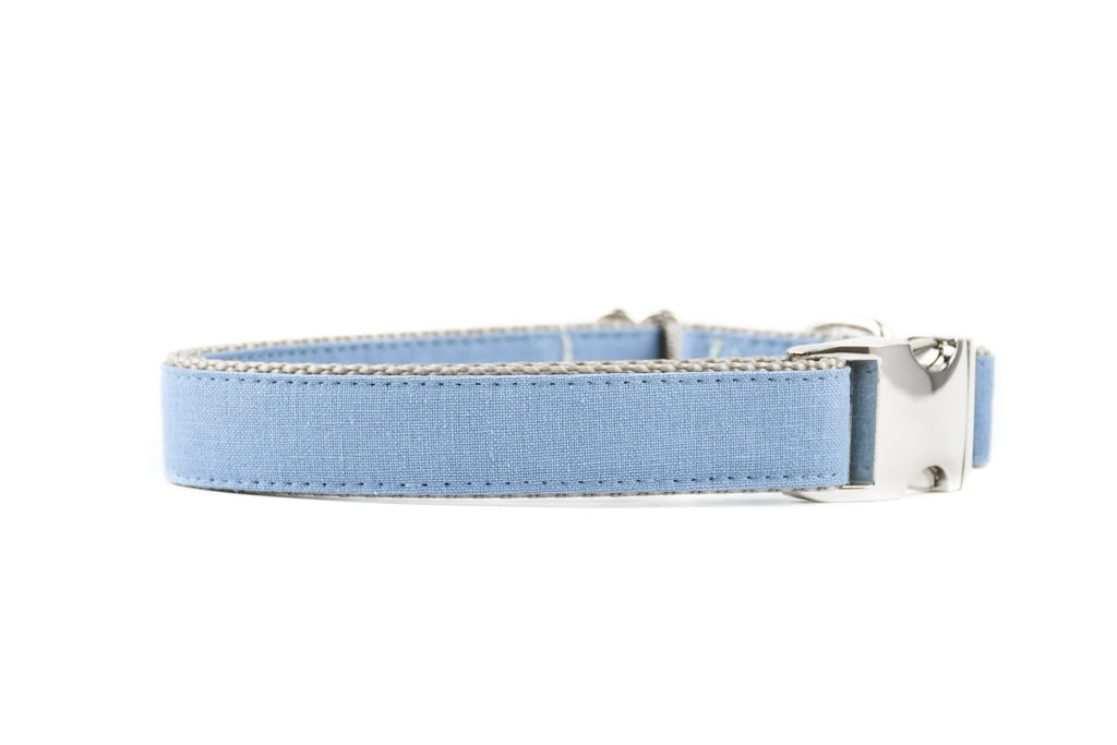 BESPOKE | Light Blue Luxury Linen Dog Collar Danes & Divas 