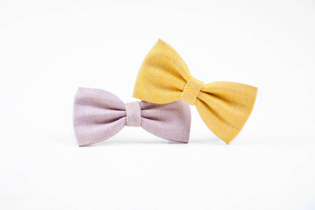 BESPOKE | Lilac Herringbone Luxury Linen Bow Tie Danes & Divas 