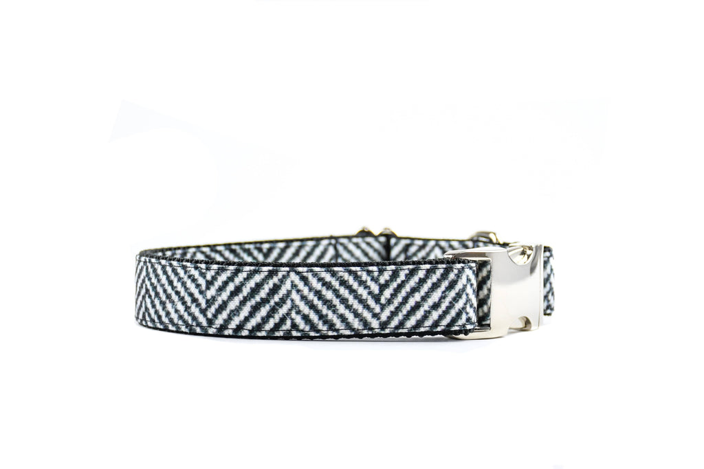 Herringbone Faux Flannel Premium Canvas Dog Collar / Medium Danes & Divas® 