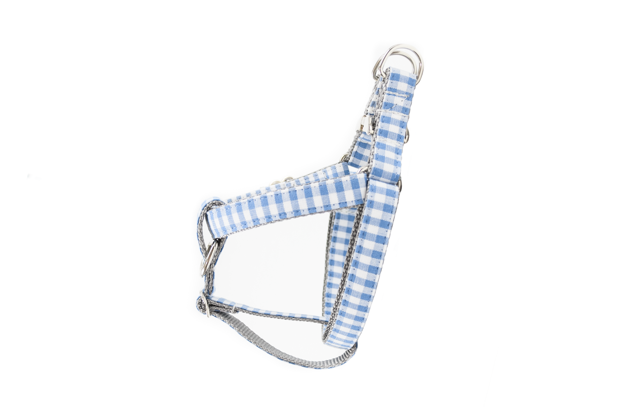 Powder Blue Gingham Dog Harness