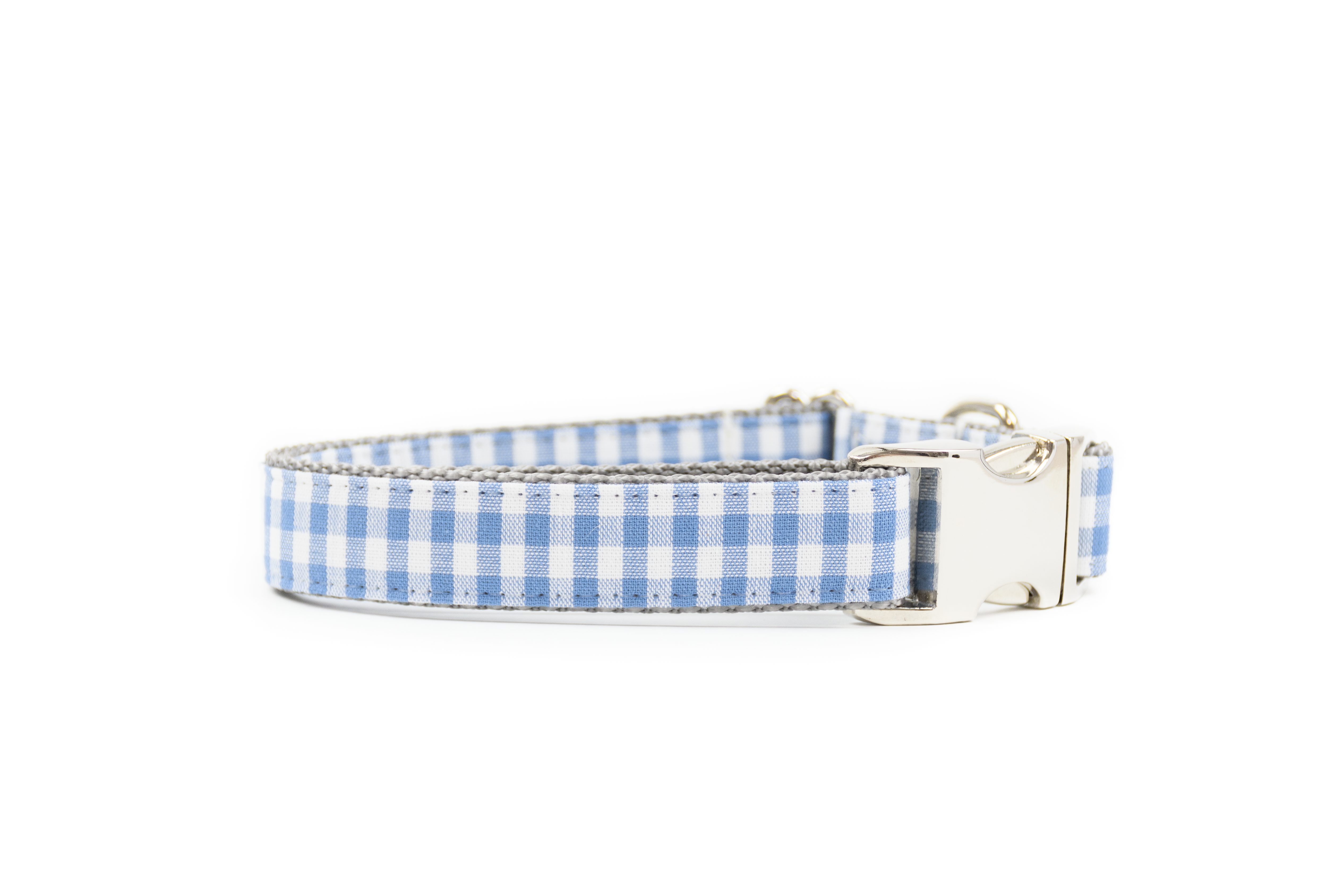 Powder Blue Gingham Dog Collar