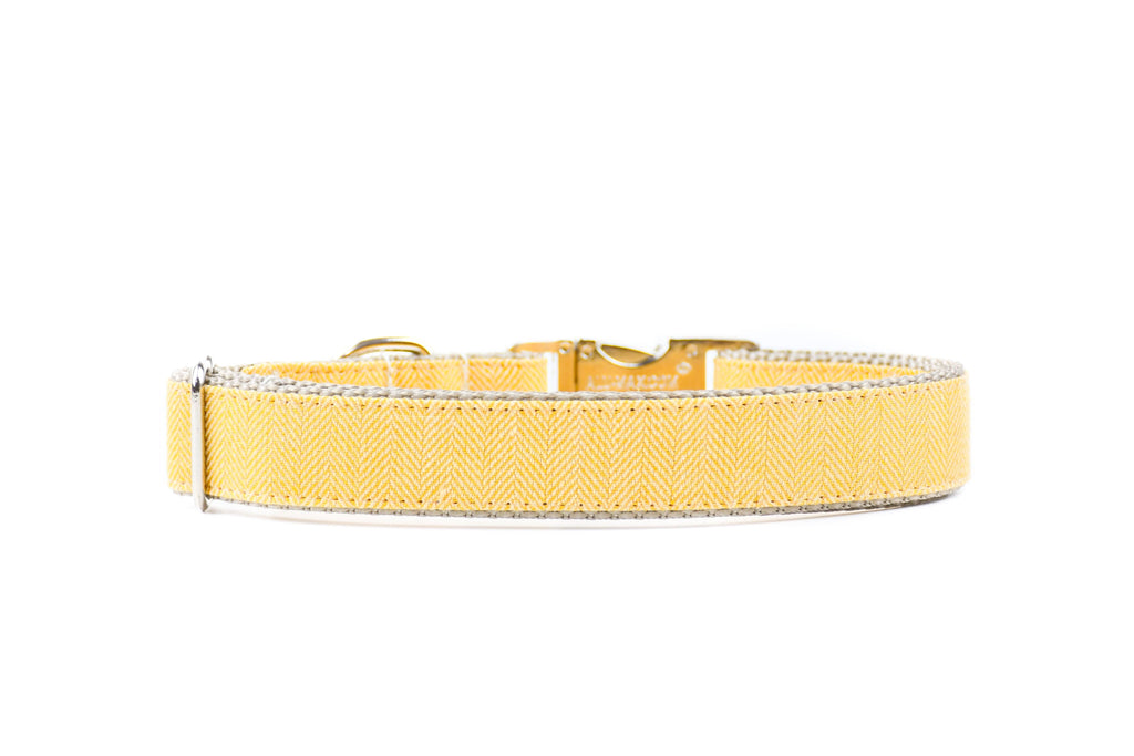 BESPOKE | Buttercup Herringbone Luxury Linen Dog Collar Danes & Divas 