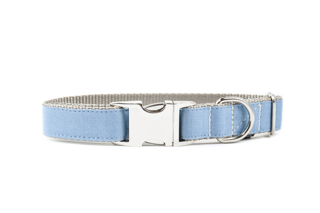 BESPOKE | Light Blue Luxury Linen Dog Collar Danes & Divas 