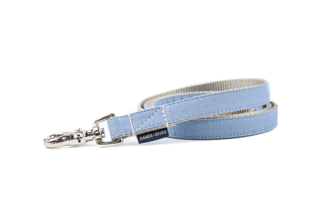 BESPOKE | Light Blue Luxury Linen Dog Leash Danes & Divas 