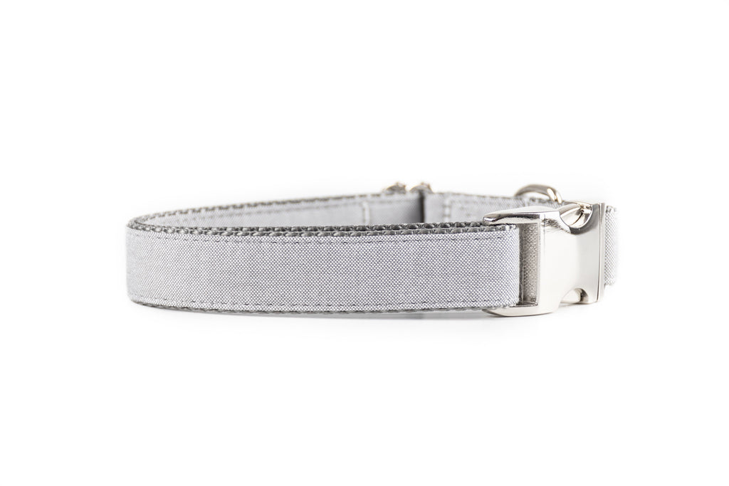BESPOKE | Light Grey Chambray Linen Dog Collar Danes & Divas 