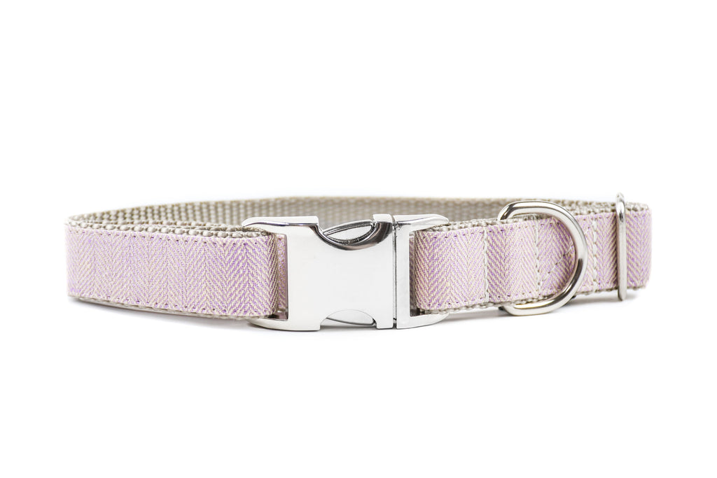 BESPOKE | Lilac Herringbone Luxury Linen Dog Collar Danes & Divas 