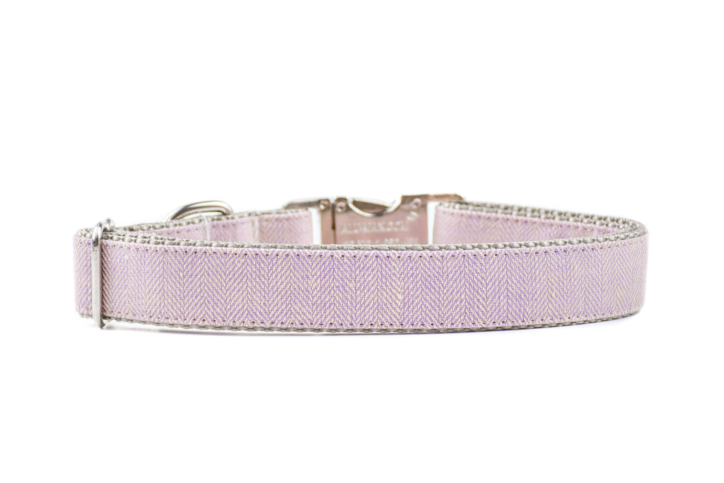 BESPOKE | Lilac Herringbone Luxury Linen Dog Collar Danes & Divas 