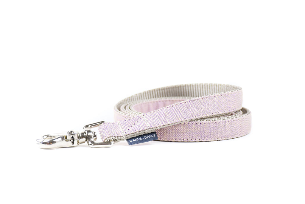 BESPOKE | Lilac Herringbone Luxury Linen Dog Leash Danes & Divas 