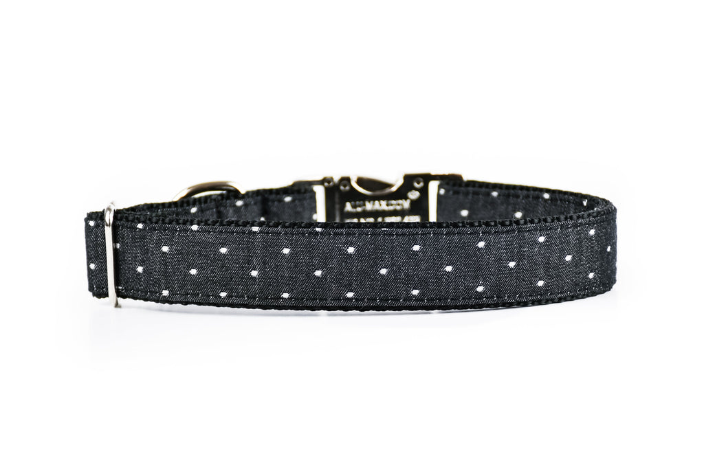 Black Chambray Swiss Dot Dog Collar Danes & Divas 