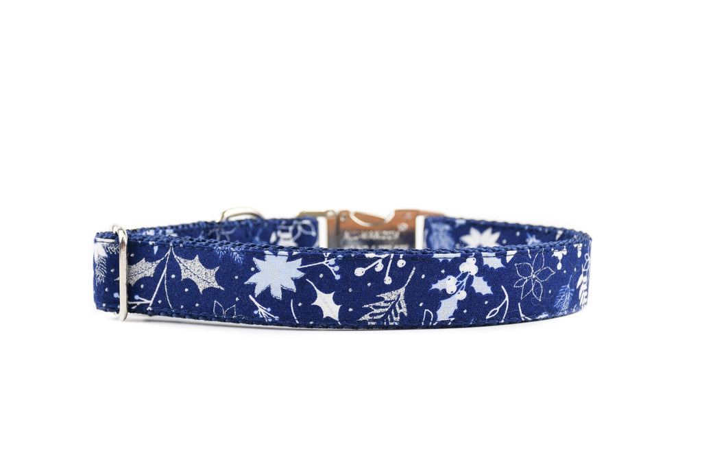 Blue and Silver Holiday Foliage Collar Danes & Divas 