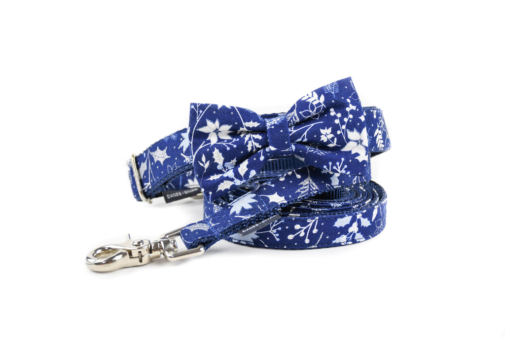 Blue and Silver Holiday Foliage Leash Danes & Divas 
