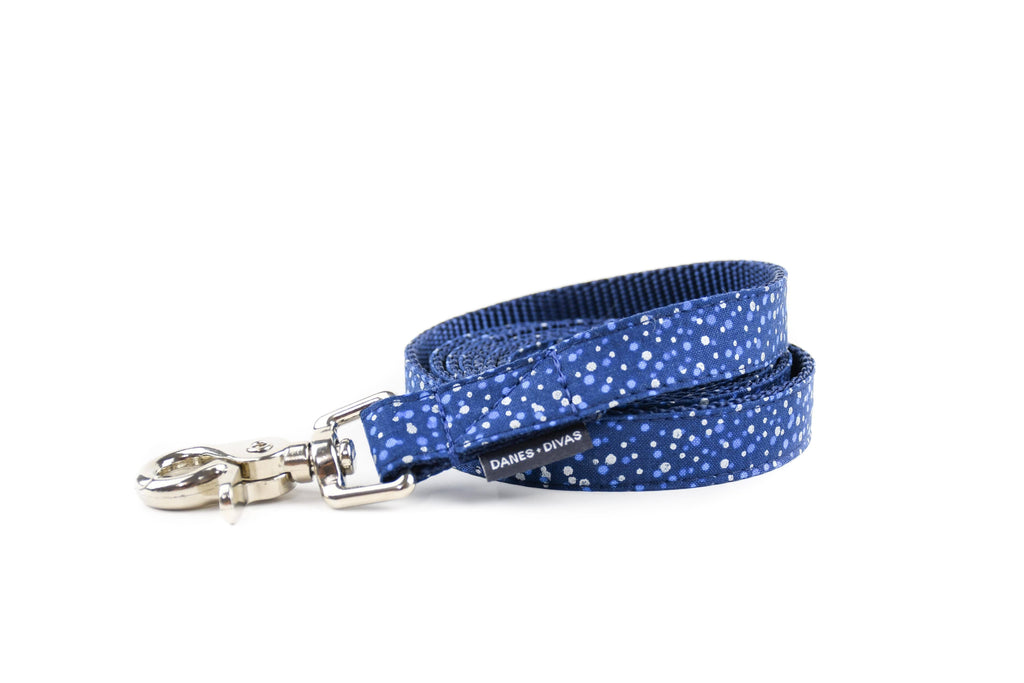 Blue and Silver Metallic Mini Dots Leash Danes & Divas 