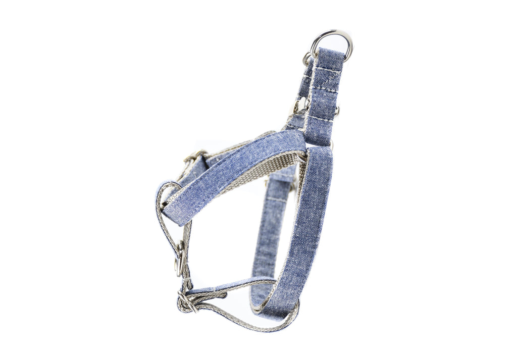 Denim Blue Linen Dog Harness Danes & Divas 