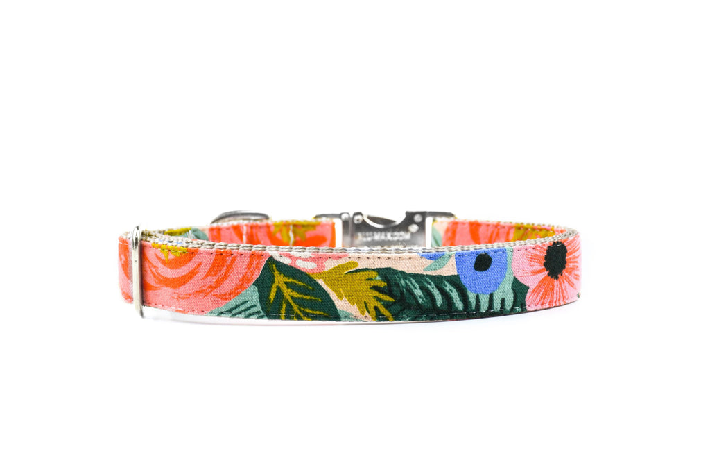 Fabric Juliet Blush Floral Canvas Dog Collar