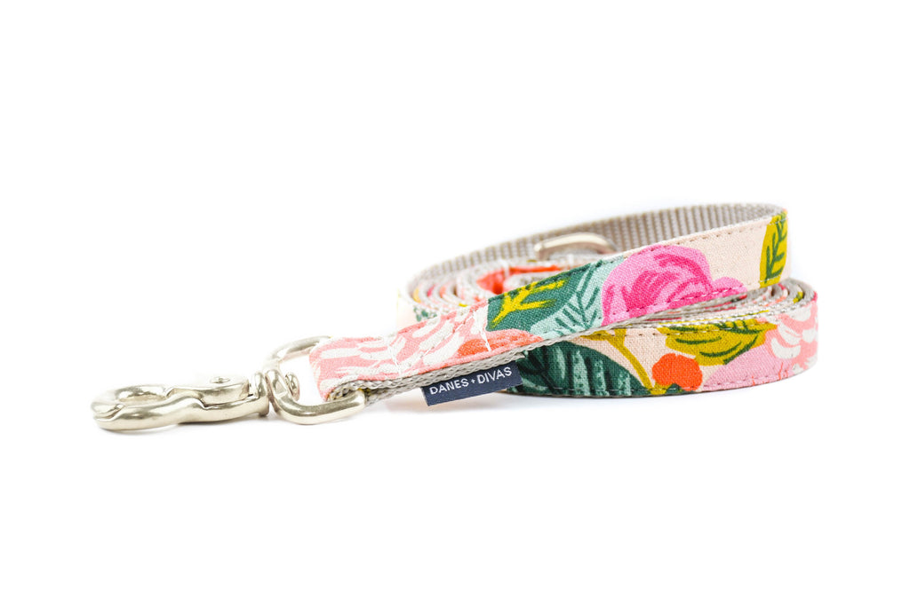 Juliet Blush Floral Canvas Dog Leash