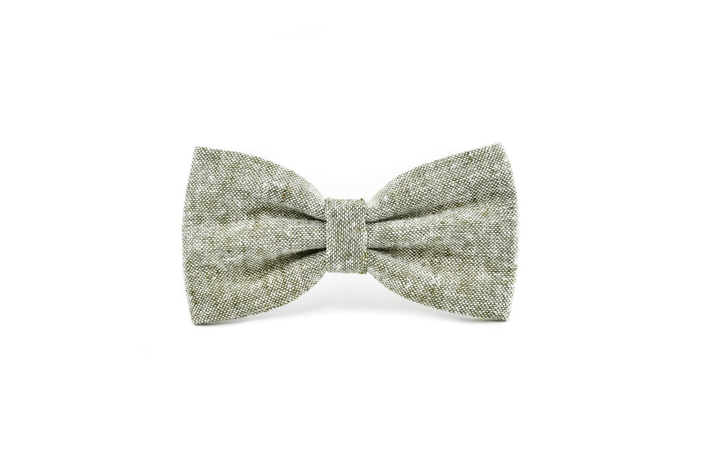 Olive Chambray Linen Dog Bow Tie Danes & Divas 