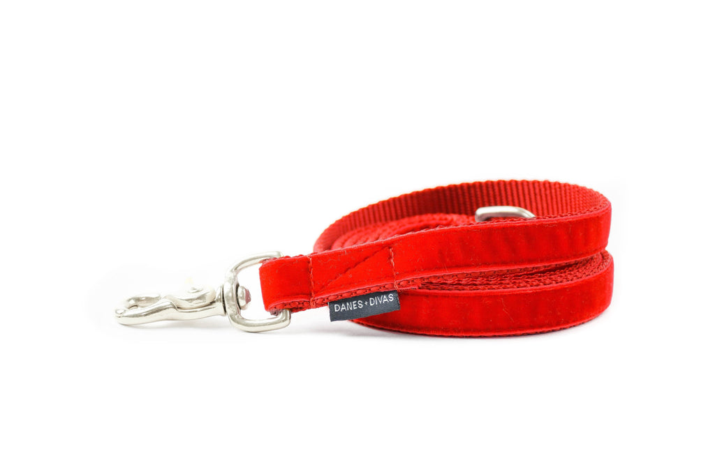Ruby Red Velvet Dog Leash
